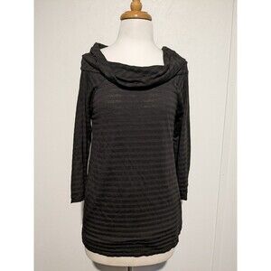 Lamade Tencel Stripe 3/4 Sleeve Off the Shoulder Top Black XS
